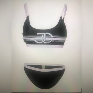 Black Label Juicy Couture Black & White Stripe Logo Bikini (New!)